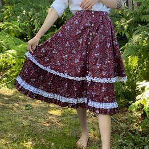 Gunne Sax Jessica's Gunnies maroon skirt